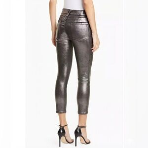 Veronica Beard Jeans Gunmetal Foil Cropped